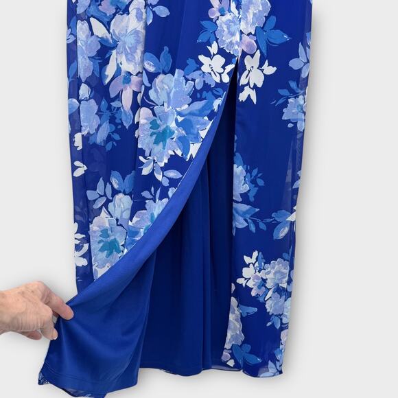 Jessica Howard Faux Wrap Floral Chiffon Maxi Dress 14 Wedding Guest Occasion - Picture 6 of 12